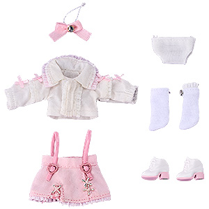 Suspender Skirt Set (White & Pink)